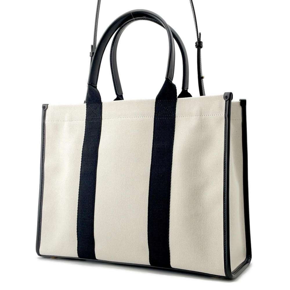 Balenciaga Tote Bag Logo Canvas Black White - Picture 2 of 11